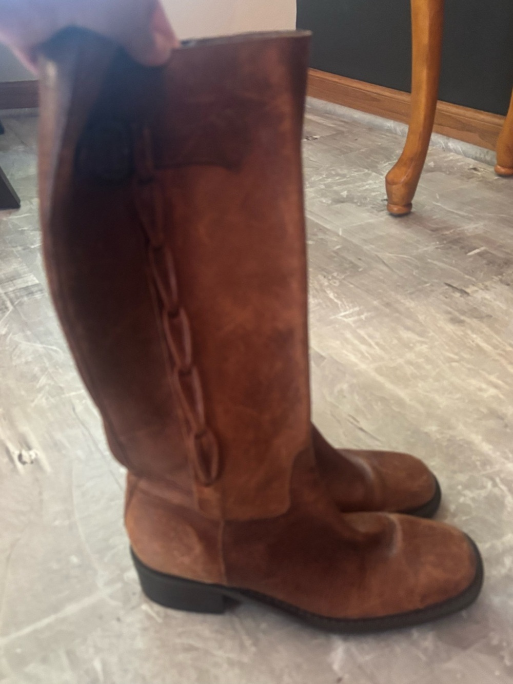 Women's Brown Leather Mid-Calf Riding Boots